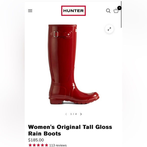 Classic❤️Hunter boots Glossy red boots rain boots winter mudding fall boots - Picture 2 of 12